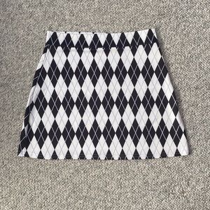 Black and White Argyle Print A-Line Skirt | Cher Horowitz, Clueless Inspired